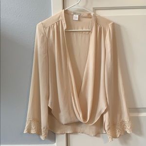 Deep V-neck Flowy Blouse